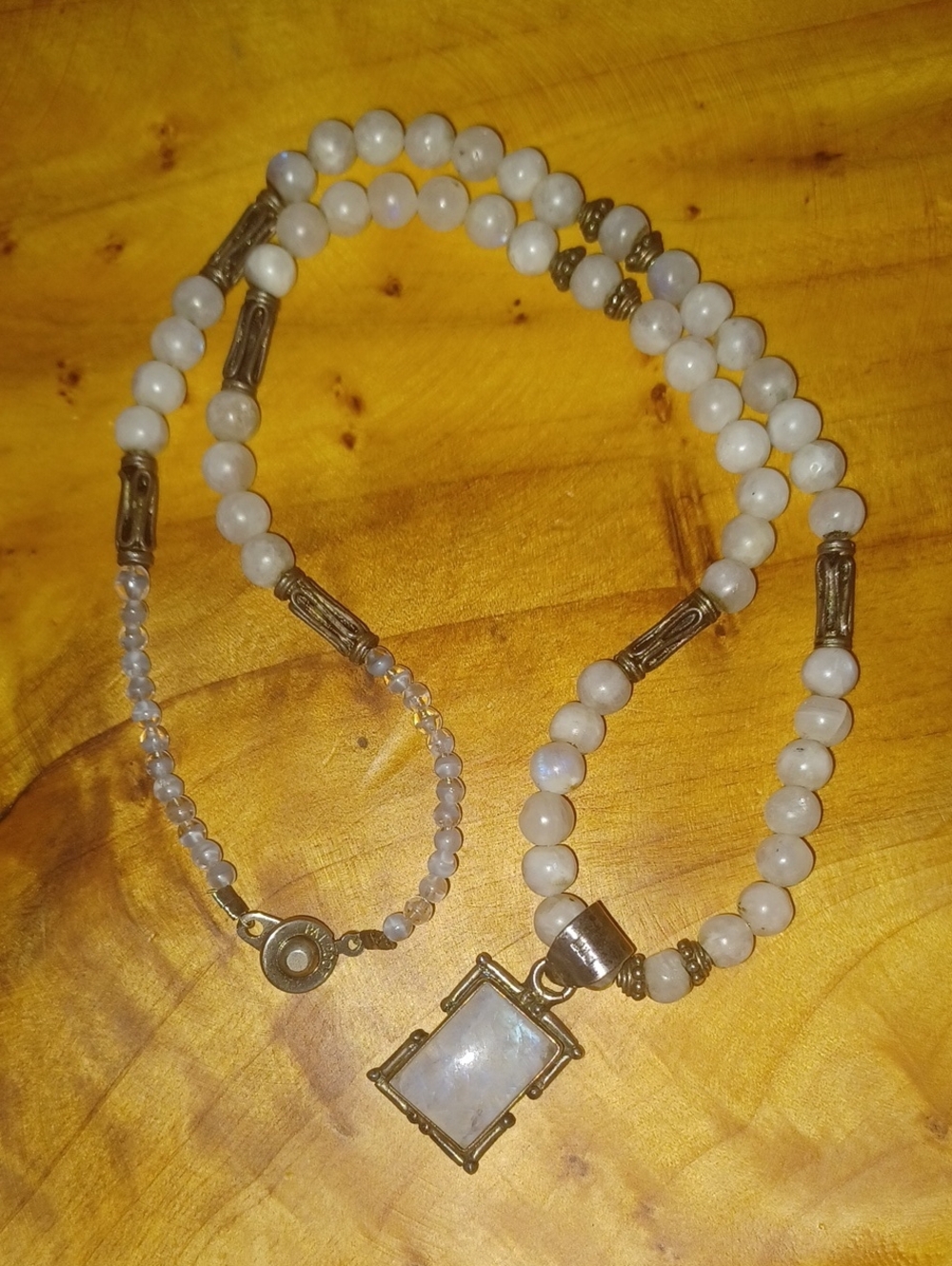 Vintage Southwestern Sterling Silver Moonstone Statement Necklace Patented Clasp